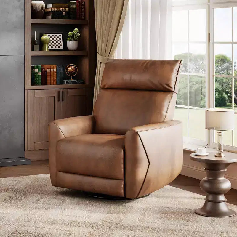 Sillón reclinable eléctrico, sillón reclinable giratorio para adultos, sillón reclinable deslizante tapizado en tela para guardería con puertos USB