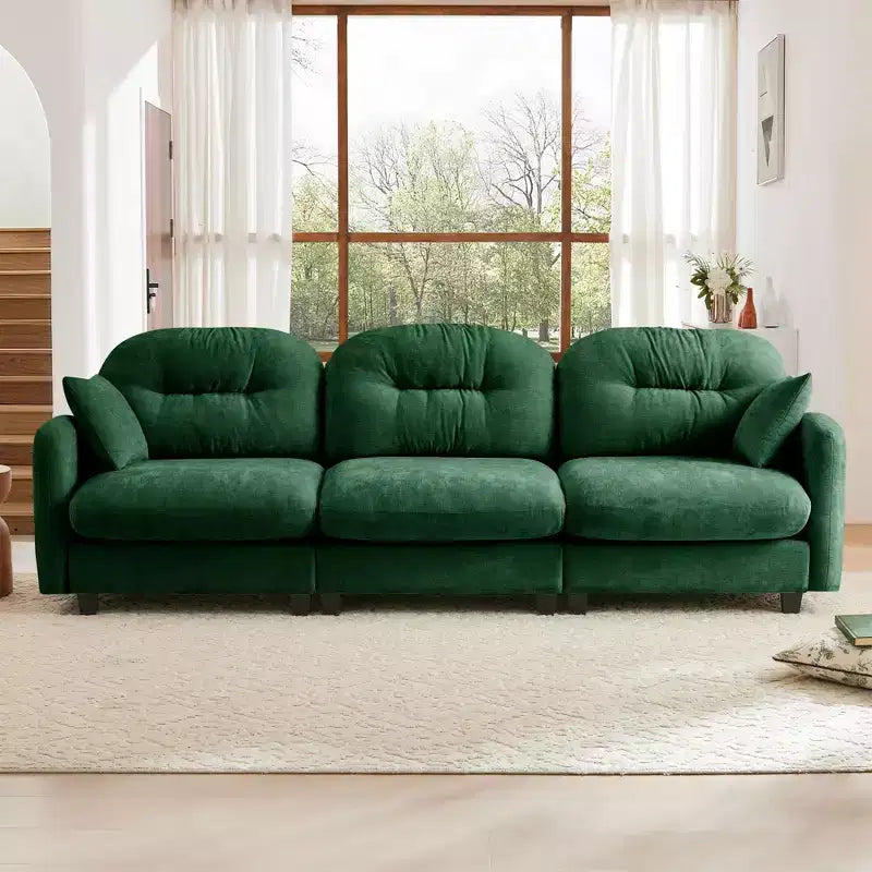 107 Beige Three-Seater Modular Sectional Couch Soft Chenille Fabric High-Density Foam High Quality Wooden Base for Living Rooms
