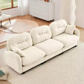 107 Beige Three-Seater Modular Sectional Couch Soft Chenille Fabric High-Density Foam High Quality Wooden Base for Living Rooms