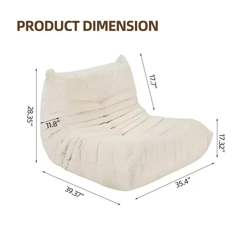 No Installation Big Foam Bean Bag Chair Lounger Sofa in a Box for Adults Living Room Apartment or Gaming
