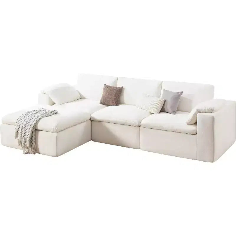 AMERLIFE Cloud Couch Sectional  Oversized Modular Sofa with 83.5 Deep Chaise, No-Assembly Design for Living Room, Chenille