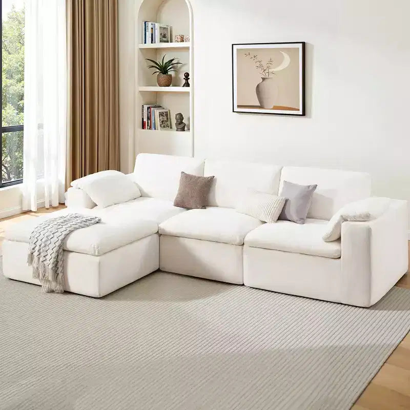 AMERLIFE Cloud Couch Sectional  Oversized Modular Sofa with 83.5 Deep Chaise, No-Assembly Design for Living Room, Chenille
