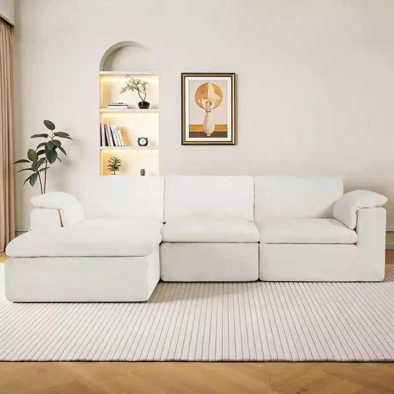 AMERLIFE Cloud Couch Sectional  Oversized Modular Sofa with 83.5 Deep Chaise, No-Assembly Design for Living Room, Chenille