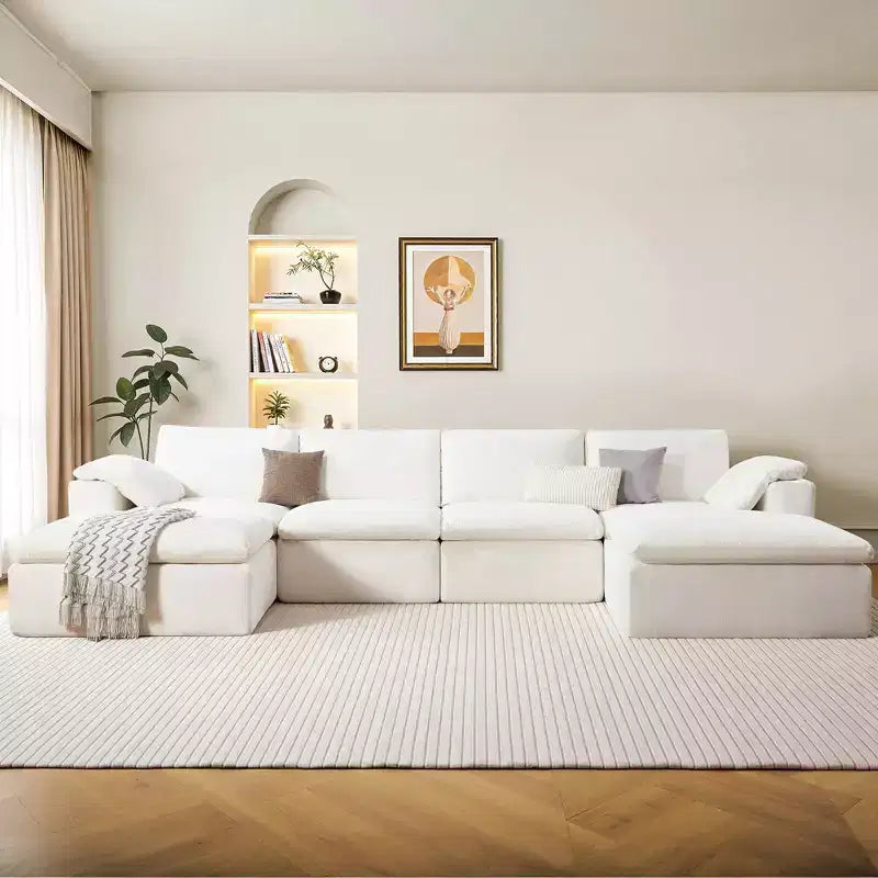 AMERLIFE Cloud Couch Sectional  Oversized Modular Sofa with 83.5 Deep Chaise, No-Assembly Design for Living Room, Chenille