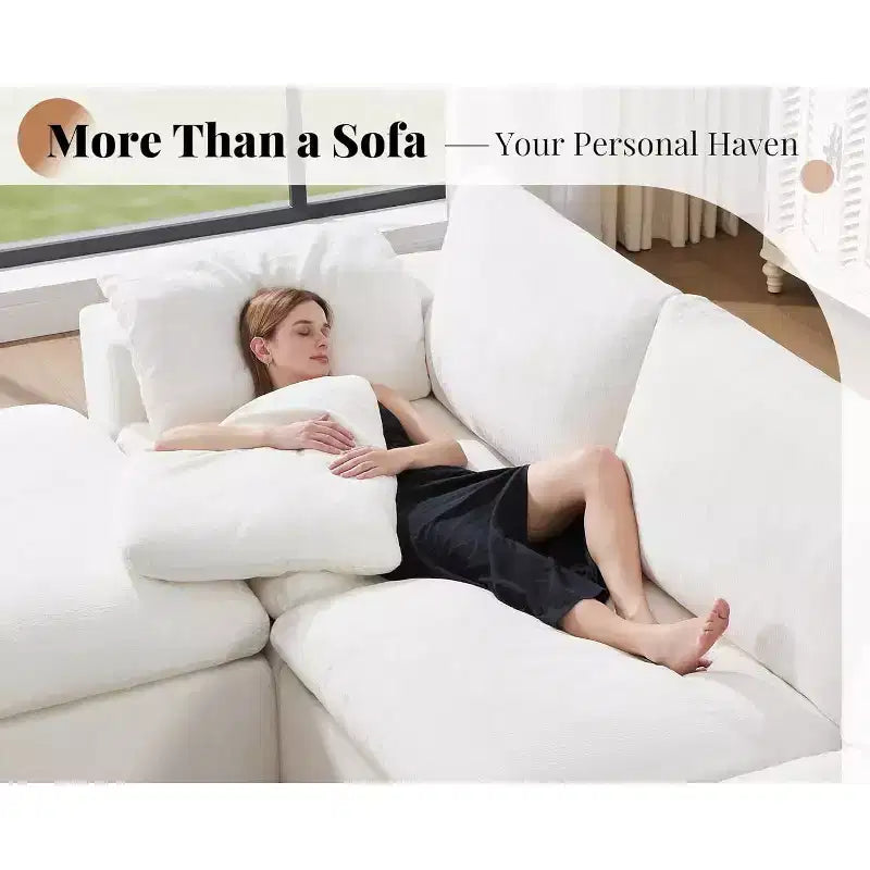 AMERLIFE Cloud Couch Sectional  Oversized Modular Sofa with 83.5 Deep Chaise, No-Assembly Design for Living Room, Chenille