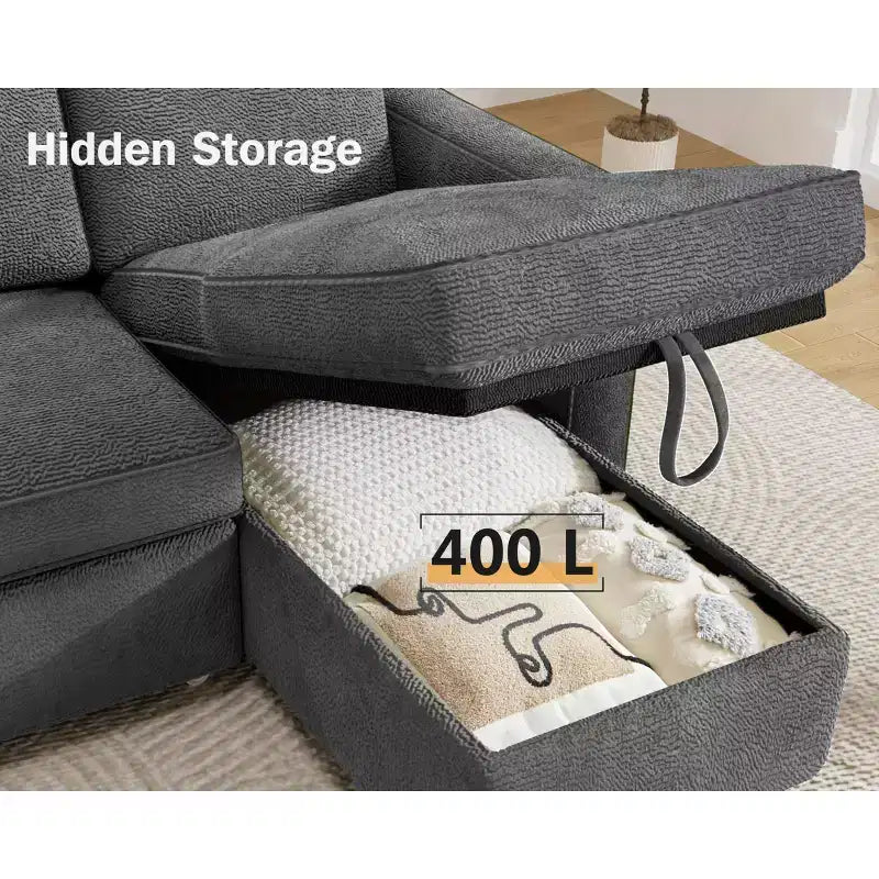 Dyonery 81 Sleeper Sofa Bed, 2 in 1 Pull Out Couch with More Storage Space, Sectional L-Shaped Couch Sofa Sleeper with Side Pockets