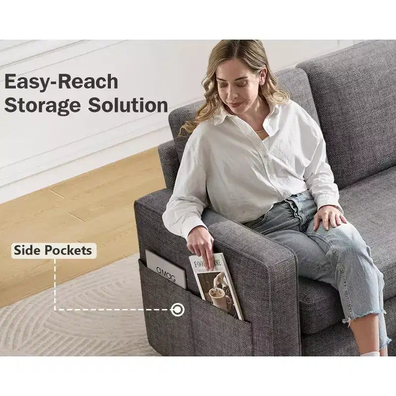 Dyonery 81 Sleeper Sofa Bed, 2 in 1 Pull Out Couch with More Storage Space, Sectional L-Shaped Couch Sofa Sleeper with Side Pockets