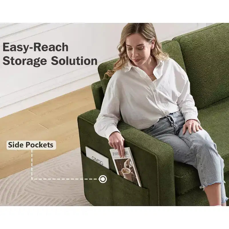 Dyonery 81 Sleeper Sofa Bed, 2 in 1 Pull Out Couch with More Storage Space, Sectional L-Shaped Couch Sofa Sleeper with Side Pockets