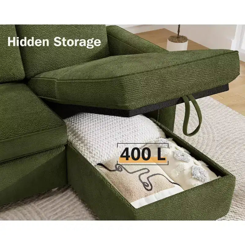 Dyonery 81 Sleeper Sofa Bed, 2 in 1 Pull Out Couch with More Storage Space, Sectional L-Shaped Couch Sofa Sleeper with Side Pockets