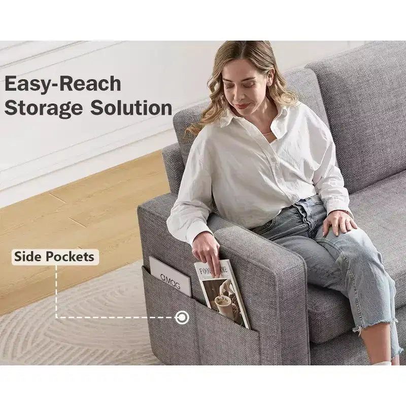 Dyonery 81 Sleeper Sofa Bed, 2 in 1 Pull Out Couch with More Storage Space, Sectional L-Shaped Couch Sofa Sleeper with Side Pockets