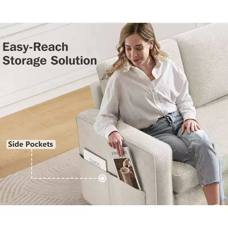 Dyonery 81 Sleeper Sofa Bed, 2 in 1 Pull Out Couch with More Storage Space, Sectional L-Shaped Couch Sofa Sleeper with Side Pockets