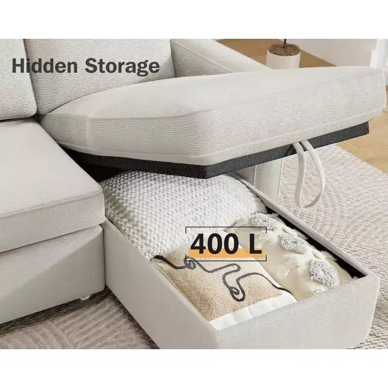 Dyonery 81 Sleeper Sofa Bed, 2 in 1 Pull Out Couch with More Storage Space, Sectional L-Shaped Couch Sofa Sleeper with Side Pockets