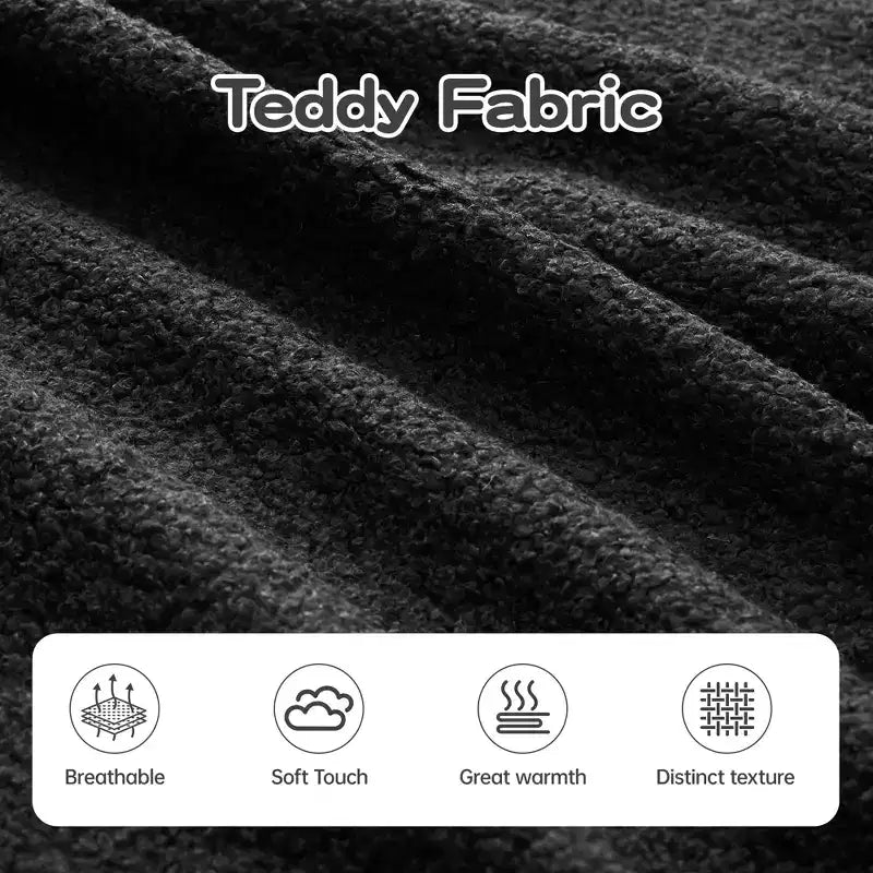 106 Teddy Fabric No Assembly 32D Boneless Sofa,Contrast color design,Fluffy Comfy Couch with L-Shaped Chaise,for Living Room