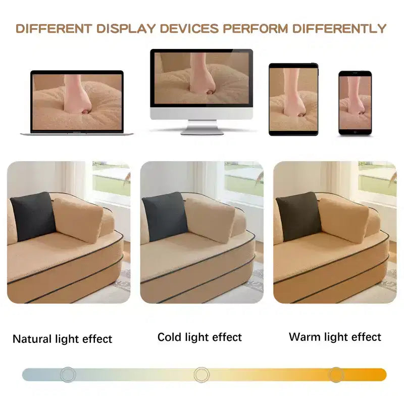 106 Teddy Fabric No Assembly 32D Boneless Sofa,Contrast color design,Fluffy Comfy Couch with L-Shaped Chaise,for Living Room