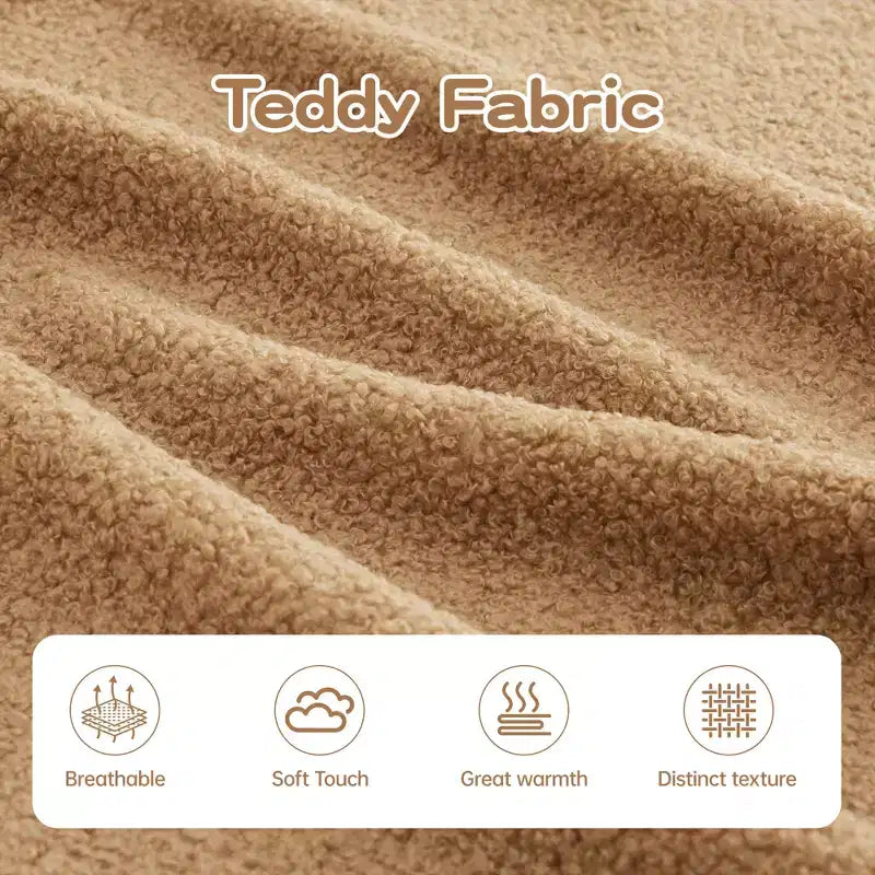 106 Teddy Fabric No Assembly 32D Boneless Sofa,Contrast color design,Fluffy Comfy Couch with L-Shaped Chaise,for Living Room