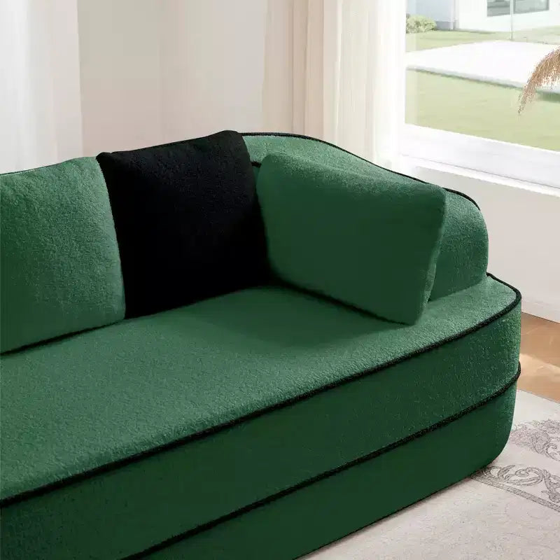 106 Teddy Fabric No Assembly 32D Boneless Sofa,Contrast color design,Fluffy Comfy Couch with L-Shaped Chaise,for Living Room