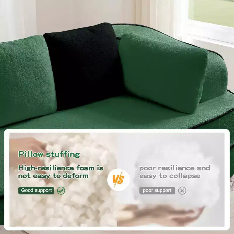 106 Teddy Fabric No Assembly 32D Boneless Sofa,Contrast color design,Fluffy Comfy Couch with L-Shaped Chaise,for Living Room