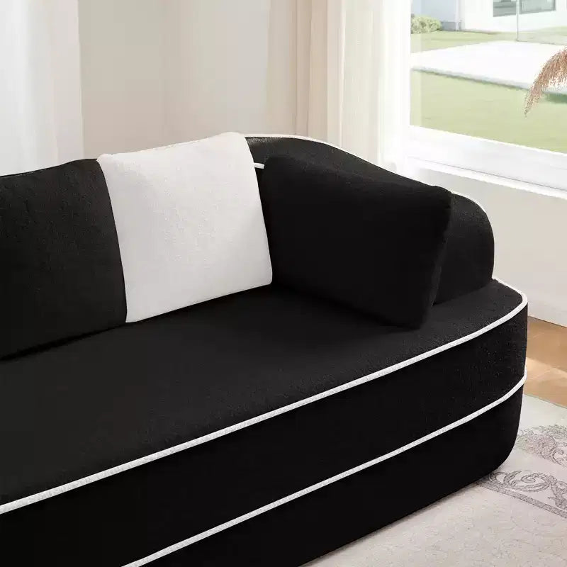 106 Teddy Fabric No Assembly 32D Boneless Sofa,Contrast color design,Fluffy Comfy Couch with L-Shaped Chaise,for Living Room