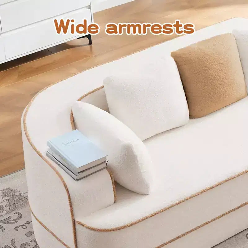 106 Teddy Fabric No Assembly 32D Boneless Sofa,Contrast color design,Fluffy Comfy Couch with L-Shaped Chaise,for Living Room