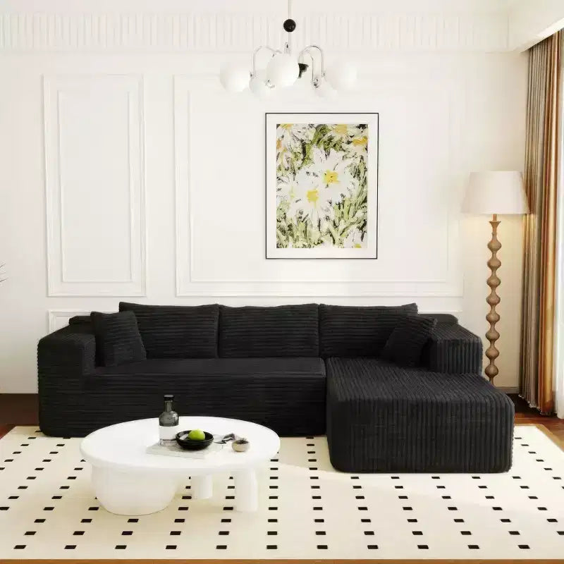 Famapy Modern Sectional Compressed Sofa Comfort and Style for Contemporary Living Spaces No Assembly Compressed Cotton Couch with Chaise