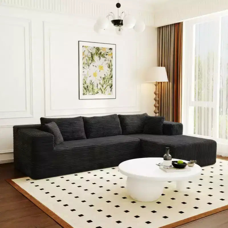 Famapy Modern Sectional Compressed Sofa Comfort and Style for Contemporary Living Spaces No Assembly Compressed Cotton Couch with Chaise
