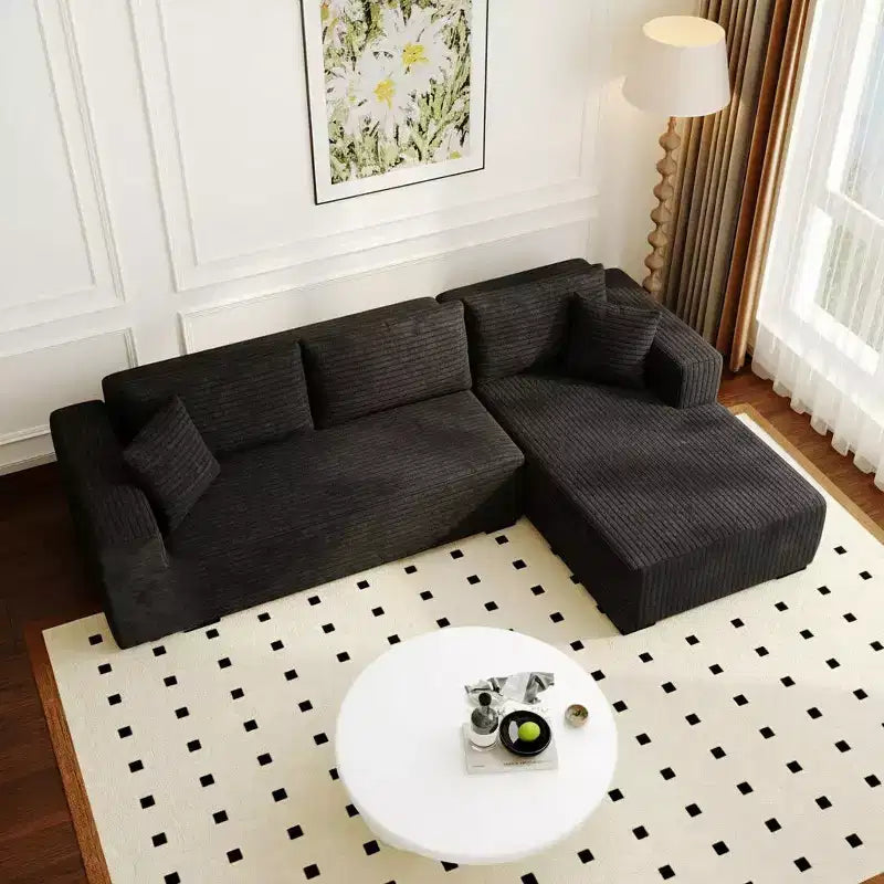Famapy Modern Sectional Compressed Sofa Comfort and Style for Contemporary Living Spaces No Assembly Compressed Cotton Couch with Chaise