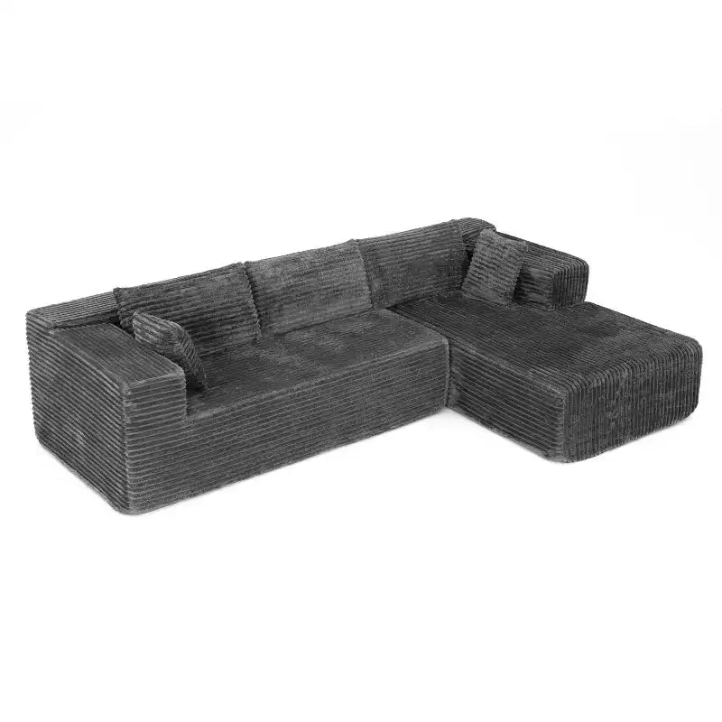 Famapy Modern Sectional Compressed Sofa Comfort and Style for Contemporary Living Spaces No Assembly Compressed Cotton Couch with Chaise