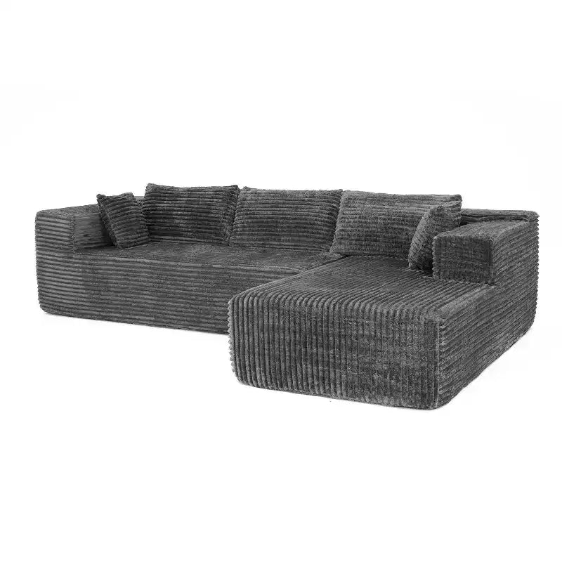 Famapy Modern Sectional Compressed Sofa Comfort and Style for Contemporary Living Spaces No Assembly Compressed Cotton Couch with Chaise