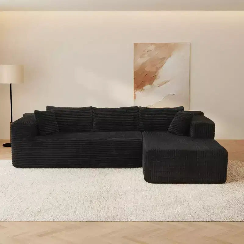 Famapy Modern Sectional Compressed Sofa Comfort and Style for Contemporary Living Spaces No Assembly Compressed Cotton Couch with Chaise