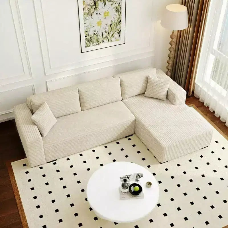 Famapy Modern Sectional Compressed Sofa Comfort and Style for Contemporary Living Spaces No Assembly Compressed Cotton Couch with Chaise