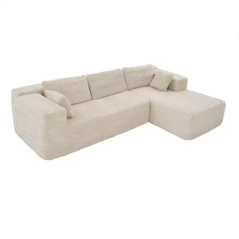 Famapy Modern Sectional Compressed Sofa Comfort and Style for Contemporary Living Spaces No Assembly Compressed Cotton Couch with Chaise