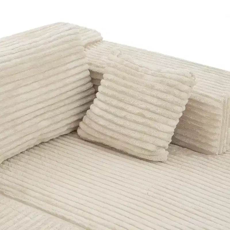 Famapy Modern Sectional Compressed Sofa Comfort and Style for Contemporary Living Spaces No Assembly Compressed Cotton Couch with Chaise