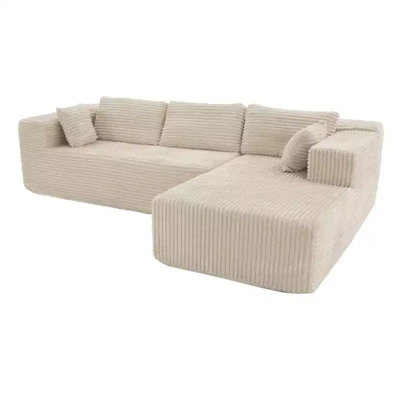 Famapy Modern Sectional Compressed Sofa Comfort and Style for Contemporary Living Spaces No Assembly Compressed Cotton Couch with Chaise
