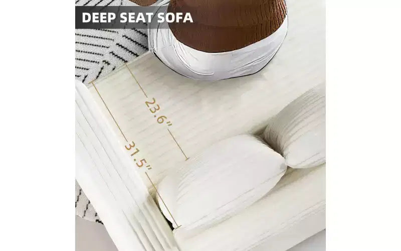 EHMKNP 102.4  Plush Corduroy 4-Seat Sofa,with Soft Pillows,Convertible Deep Seat Sofa Lounge Chair for Living Room Bedroom,Apartment,Office