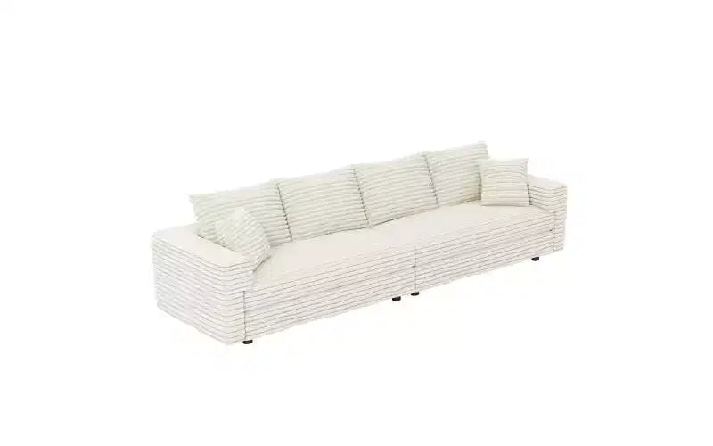 EHMKNP 102.4  Plush Corduroy 4-Seat Sofa,with Soft Pillows,Convertible Deep Seat Sofa Lounge Chair for Living Room Bedroom,Apartment,Office