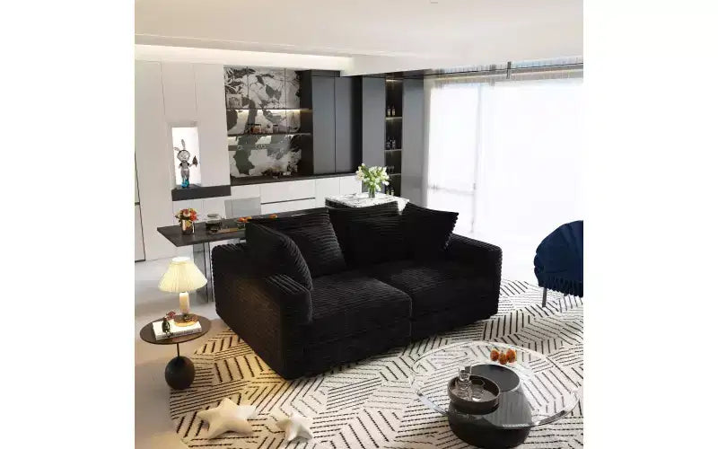 EHMKNP 102.4  Plush Corduroy 4-Seat Sofa,with Soft Pillows,Convertible Deep Seat Sofa Lounge Chair for Living Room Bedroom,Apartment,Office