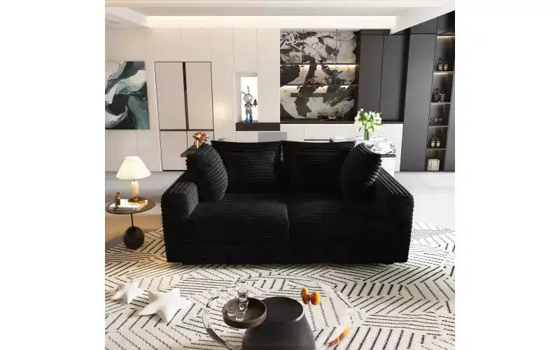 EHMKNP 102.4  Plush Corduroy 4-Seat Sofa,with Soft Pillows,Convertible Deep Seat Sofa Lounge Chair for Living Room Bedroom,Apartment,Office