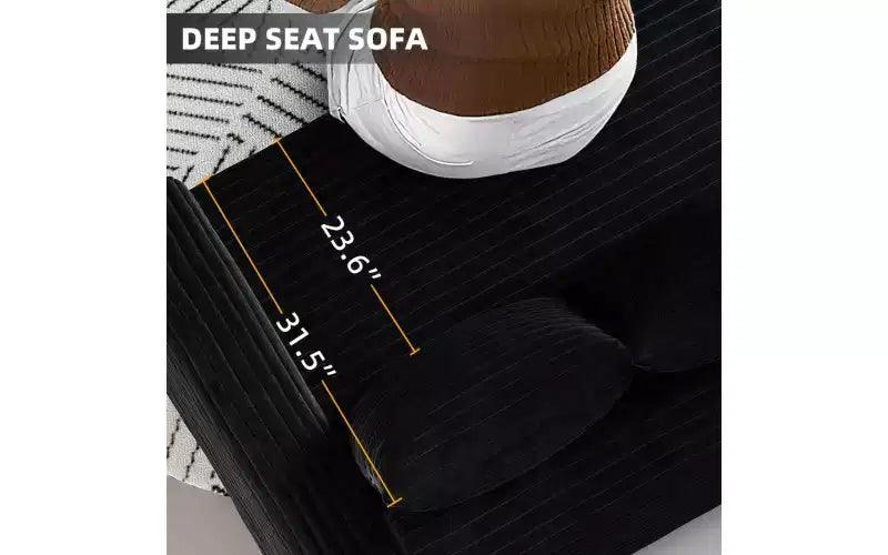 EHMKNP 102.4  Plush Corduroy 4-Seat Sofa,with Soft Pillows,Convertible Deep Seat Sofa Lounge Chair for Living Room Bedroom,Apartment,Office