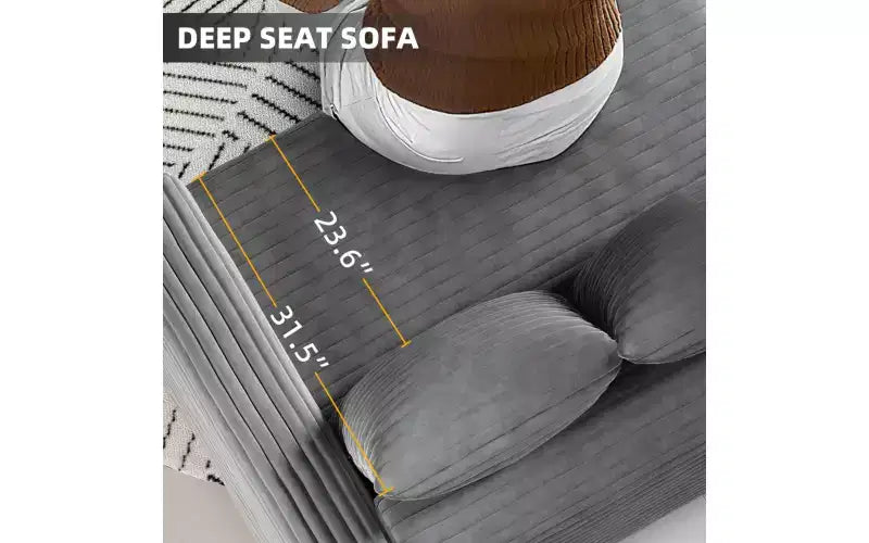 EHMKNP 102.4  Plush Corduroy 4-Seat Sofa,with Soft Pillows,Convertible Deep Seat Sofa Lounge Chair for Living Room Bedroom,Apartment,Office