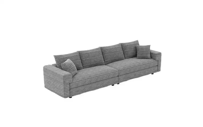 EHMKNP 102.4  Plush Corduroy 4-Seat Sofa,with Soft Pillows,Convertible Deep Seat Sofa Lounge Chair for Living Room Bedroom,Apartment,Office