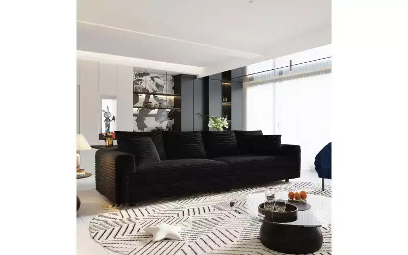 EHMKNP 102.4 Sofá de pana de felpa de 4 plazas, con cojines suaves, sillón convertible de asiento profundo para sala de estar, dormitorio, apartamento, oficina