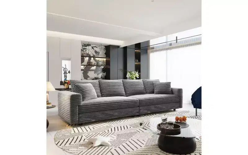 EHMKNP 102.4 Sofá de pana de felpa de 4 plazas, con cojines suaves, sillón convertible de asiento profundo para sala de estar, dormitorio, apartamento, oficina