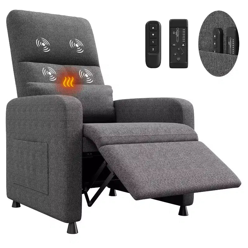 Fauteuil inclinable ergonomique avec dossier haut rembourré, canapé inclinable avec siège rembourré, 2 poches latérales, siège de cinéma maison pour salon