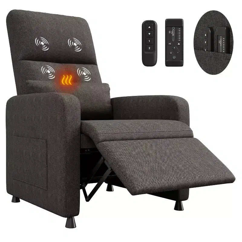 Fauteuil inclinable ergonomique avec dossier haut rembourré, canapé inclinable avec siège rembourré, 2 poches latérales, siège de cinéma maison pour salon