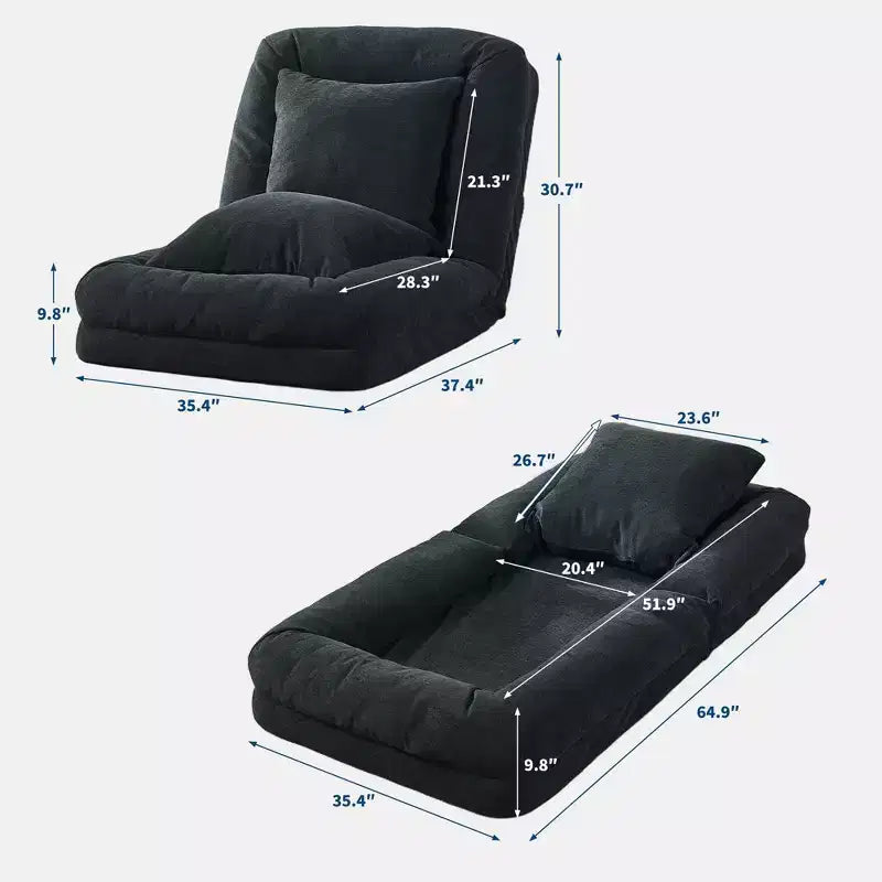 GustoWave 64.9'' 5-Position Adjustable Lazy Sofa Bed, Upholstered Human Dog Bed for Adult & Pets, Foldable Floor Lounger Chair