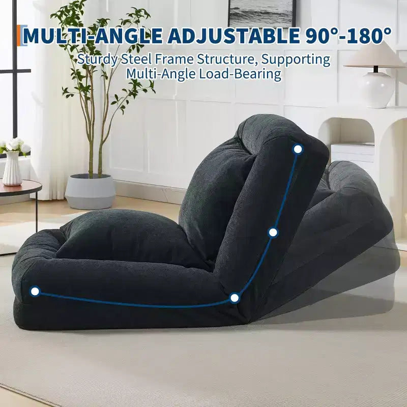GustoWave 64.9'' 5-Position Adjustable Lazy Sofa Bed, Upholstered Human Dog Bed for Adult & Pets, Foldable Floor Lounger Chair