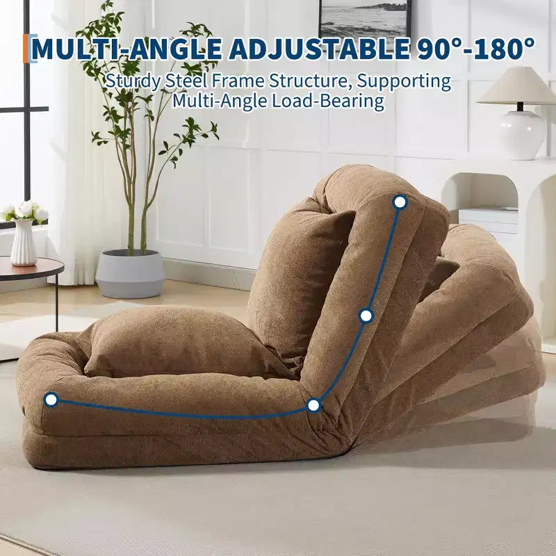GustoWave 64.9'' 5-Position Adjustable Lazy Sofa Bed, Upholstered Human Dog Bed for Adult & Pets, Foldable Floor Lounger Chair