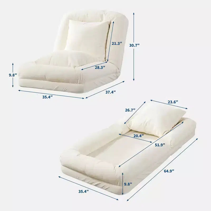 GustoWave 64.9'' 5-Position Adjustable Lazy Sofa Bed, Upholstered Human Dog Bed for Adult & Pets, Foldable Floor Lounger Chair