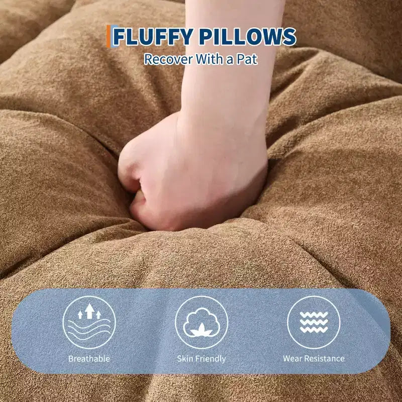 GustoWave 64.9'' 5-Position Adjustable Lazy Sofa Bed, Upholstered Human Dog Bed for Adult & Pets, Foldable Floor Lounger Chair