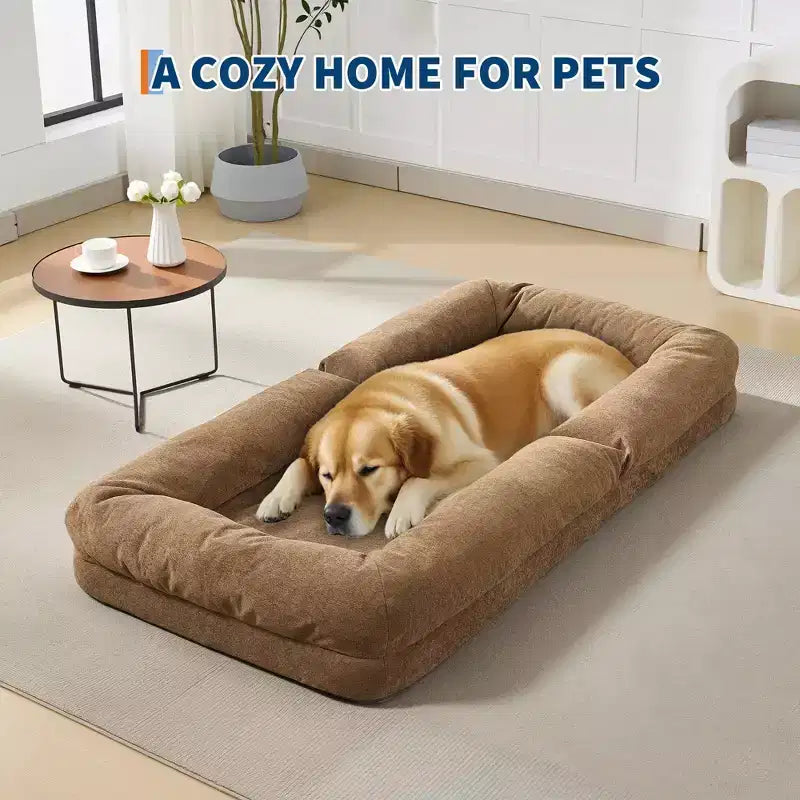 GustoWave 64.9'' 5-Position Adjustable Lazy Sofa Bed, Upholstered Human Dog Bed for Adult & Pets, Foldable Floor Lounger Chair